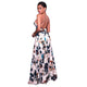 Beige Backless Floral Maxi Two Piece Set #Beige SA-BLL28229 Sexy Clubwear and Skirt Sets by Sexy Affordable Clothing