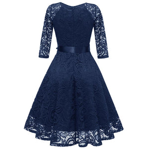 V-Neck Lace Three Quarter Sleeve A-Line Dress #Lace #V-Neck #A-Line #Three Quarter SA-BLL36141-1 Fashion Dresses and Midi Dress by Sexy Affordable Clothing