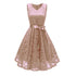 V-Neck Lace Sleeveless A-Line Evening Dress #Lace #Sleeveless #V-Neck #A-Line #Apricot