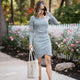 Long Sleeves Slits Mini Dress #Long Sleeve #Round Neck SA-BLL2092-2 Fashion Dresses and Mini Dresses by Sexy Affordable Clothing