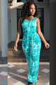 Deep V Neck Sleeveless Printed Loose Long Jumpsuits  SA-BLL55160-1 Women's Clothes and Jumpsuits & Rompers by Sexy Affordable Clothing