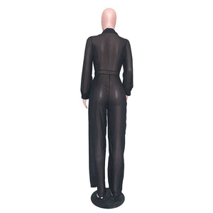 Long Sleeve Chiffon Solid Color High Waist Jumpsuit #Long Sleeve #High Waist #Chiffon SA-BLL55622 Women's Clothes and Jumpsuits & Rompers by Sexy Affordable Clothing