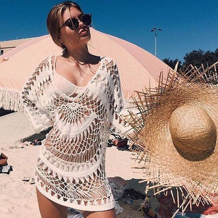 White Patchwork Hollow-out Irregular See-through Cleavage #Beach Dress –  SEXY AFFORDABLE CLOTHING