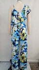 Flower Print Jumpsuit With Irregular Shoulders #Print #Irregular SA-BLL55527-2 Women's Clothes and Jumpsuits & Rompers by Sexy Affordable Clothing