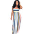 Fashion Round Neck Striped Floor Length Dress #Sleeveless #Striped #Round Neck