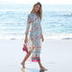 Turn-down Collar Chiffon Long Sleeve Beach Robe #V Neck #Print #Chiffon SA-BLL38615 Sexy Swimwear and Cover-Ups & Beach Dresses by Sexy Affordable Clothing