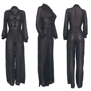 Long Sleeve Chiffon Solid Color High Waist Jumpsuit #Long Sleeve #High Waist #Chiffon SA-BLL55622 Women's Clothes and Jumpsuits & Rompers by Sexy Affordable Clothing