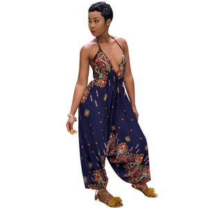 Printed Bohemian Goddess Jumpsuit (Navy Blue) #Printed #Straps #Bohemian SA-BLL55584-5 Women's Clothes and Jumpsuits & Rompers by Sexy Affordable Clothing