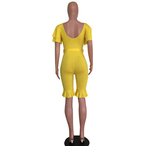 Summer Women Holiday Mini Playsuit #Yellow #Ruffle SA-BLL55567-2 Women's Clothes and Jumpsuits & Rompers by Sexy Affordable Clothing