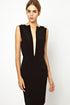 Solace London Conquest Deep V Neck Backless Zipper Pencil Dress