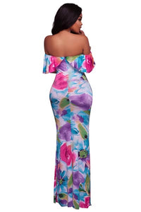 Paradise Teal Off-The-Shoulder Maxi Dress  SA-BLL51393 Fashion Dresses and Maxi Dresses by Sexy Affordable Clothing