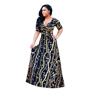 Jacqueline Chain Print Wrap Dress #Maxi Dress # SA-BLL5039 Fashion Dresses and Maxi Dresses by Sexy Affordable Clothing