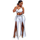 Straps Bra And Split Long Pants #White #Two Pieces #Straps #Split SA-BLL282594-1 Sexy Clubwear and Pant Sets by Sexy Affordable Clothing