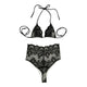 High Waist Halter Lace Swimsuit #Black SA-BLL32611 Sexy Swimwear and Bikini Swimwear by Sexy Affordable Clothing