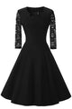 Fashion Lace Stitching Midi Dress #Black SA-BLL36158-3 Fashion Dresses and Skater & Vintage Dresses by Sexy Affordable Clothing