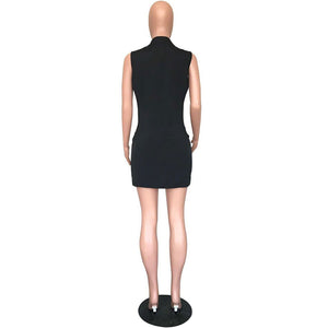 Sleeveless Zipper Mini Dress #Sleeveless #Zipper #Turndown Collar SA-BLL282576 Fashion Dresses and Mini Dresses by Sexy Affordable Clothing