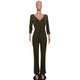 Deep-V Pearl Striped Cropped Sleeve Jumpsuit #V-Neck #Striped SA-BLL55618-1 Women's Clothes and Jumpsuits & Rompers by Sexy Affordable Clothing