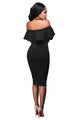 Ocala Black Off-The-Shoulder Ruffle Dress #Midi Dress SA-BLL36132-3 Fashion Dresses and Midi Dress by Sexy Affordable Clothing