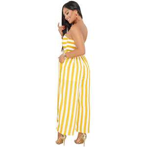 Mabel Mustard Striped Strapless Jumpsuit #Jumpsuit #Stripe #Strapless SA-BLL55454-1 Women's Clothes and Jumpsuits & Rompers by Sexy Affordable Clothing