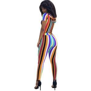 Easy To Love Colorful Striped Pant Set #Two Piece #Hooded #Striped SA-BLL282736 Sexy Clubwear and Pant Sets by Sexy Affordable Clothing