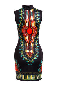 Ethnic Style Round Neck Sleeveless Totem Printed Mini Dress  SA-BLL28072-1 Fashion Dresses and Mini Dresses by Sexy Affordable Clothing