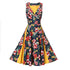 Printed Front Buttoned Vintage Dress #Yellow