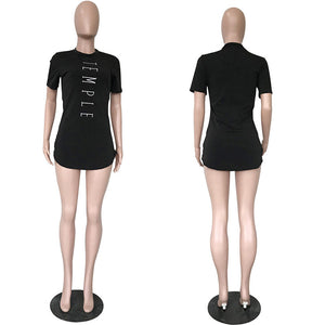 Print Fashion Casual O-Neck Short T-shirts #Black #Round Neck #Print SA-BLL697 Women's Clothes and Women's T-Shirts by Sexy Affordable Clothing