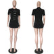 Print Fashion Casual O-Neck Short T-shirts #Black #Round Neck #Print SA-BLL697 Women's Clothes and Women's T-Shirts by Sexy Affordable Clothing