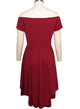 Sexy Elegant Women Party Dress Off Shoulder Burgundy Skater Dress Vestidos de Festa