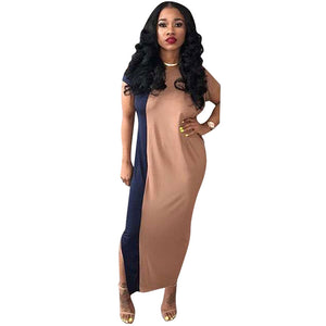 Splice Color Off One Shoulder Short Sleeve Csaual Dress #Short Sleeve SA-BLL51453-2 Fashion Dresses and Maxi Dresses by Sexy Affordable Clothing