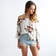 White Floral Off Shoulder Top #White #Top SA-BLL579-2 Women's Clothes and Blouses & Tops by Sexy Affordable Clothing