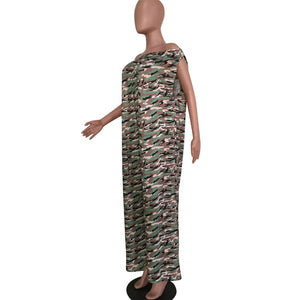 Dew Shoulder Loose Camouflage Printed Jumpsuit #Print #Camouflage SA-BLL55570 Women's Clothes and Jumpsuits & Rompers by Sexy Affordable Clothing