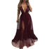 Mesh Sequined Straps V-Neck Prom Dress #Sequined #V-Neck #Straps
