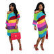 Rainbow Striped Short Sleeve Casual Dresses #Short Sleeve #Striped #Rainbow SA-BLL36228-2 Fashion Dresses and Midi Dress by Sexy Affordable Clothing