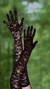 Black Lace Gloves  SA-BLTY026-2 Accessories and Gloves by Sexy Affordable Clothing