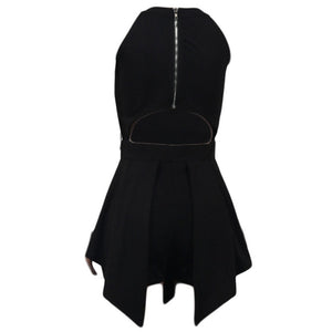 Round Neck Patchwork One-piece Short Romper #Black #Round Neck #Irregular SA-BLL55518-1 Women's Clothes and Jumpsuits & Rompers by Sexy Affordable Clothing