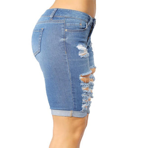 Washing Out Blue Ripped Holes Jean Shorts #Denim #Holes SA-BLL719-2 Women's Clothes and Jeans by Sexy Affordable Clothing