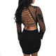 Stephanie Lace Up Lace Cross Strap Mini Dress #Lace #Long Sleeve SA-BLL2193 Fashion Dresses and Mini Dresses by Sexy Affordable Clothing