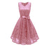 V-Neck Lace Sleeveless A-Line Evening Dress #Lace #Pink #Sleeveless #V-Neck #A-Line