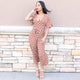 Polka-dot V-neck Short Sleeve Sexy Jumpsuit #V-Neck #Wide Leg #Polka SA-BLL55579 Women's Clothes and Jumpsuits & Rompers by Sexy Affordable Clothing