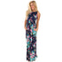 Navy Floral Print Racerback Maxi Dress with Side Pockets #Navy