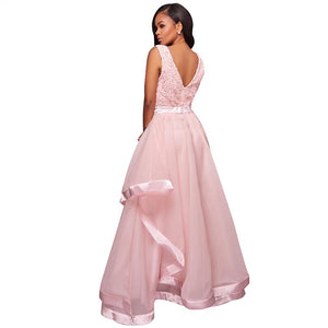 Malissa Peach Pink Ruffled Skirt Maxi Dress #Maxi Dress #Pink #Evening Dress SA-BLL5047-1 Fashion Dresses and Evening Dress by Sexy Affordable Clothing