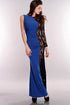 Royal Blue Black One Shoulder Lace Long Sleeve Dress
