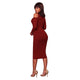 Carol Red Cut Out Shoulders Ribbed Midi Dress #Midi Dress #Red SA-BLL362053-1 Fashion Dresses and Midi Dress by Sexy Affordable Clothing
