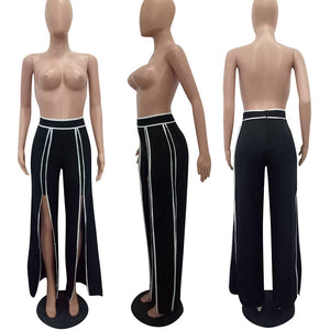 Woman Ladies High Slit straight-leg Pants  SA-BLL701 Women's Clothes and Pants and Shorts by Sexy Affordable Clothing