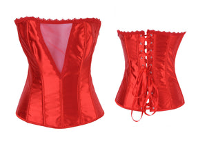 Daring Sheer V Corset Red  SA-BLL4057-3 Plus Size Clothing and Plus Size Lingerie by Sexy Affordable Clothing