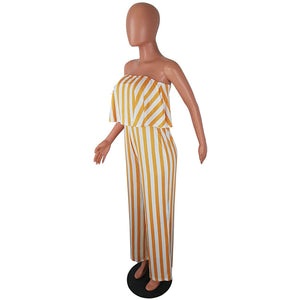 Striped Print Strapless Overlay Jumpsuit #Strapless #Print #Stripped SA-BLL55338 Women's Clothes and Jumpsuits & Rompers by Sexy Affordable Clothing