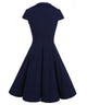 Vintage Short Sleeve Elegant Collar Cocktail Dress #Blue SA-BLL362050-1 Fashion Dresses and Skater & Vintage Dresses by Sexy Affordable Clothing