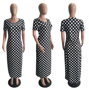 Polka Dot Slash Neck Maxi Dress #Slash Neck #Dot SA-BLL51380 Fashion Dresses and Maxi Dresses by Sexy Affordable Clothing