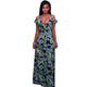 Ketia Navy-Blue Green Leaf Print Ruffle Faux Wrap Maxi Dress #Maxi Dress # SA-BLL51431-2 Fashion Dresses and Maxi Dresses by Sexy Affordable Clothing
